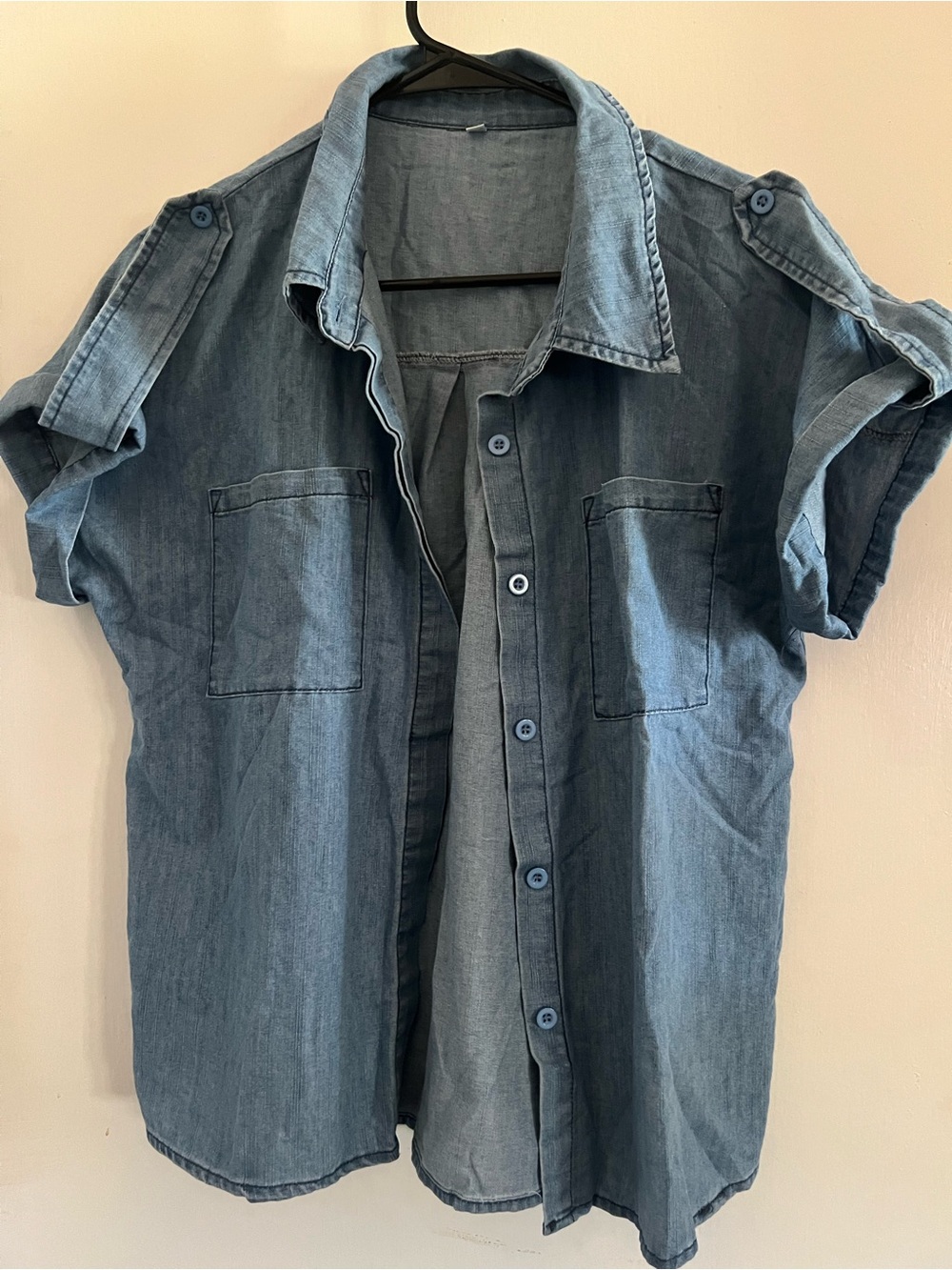 Lightweight Denim Button-Down Shirt - Blue